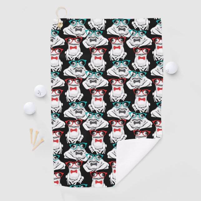 Frog Glasses Pattern Golf Towel (InSitu)