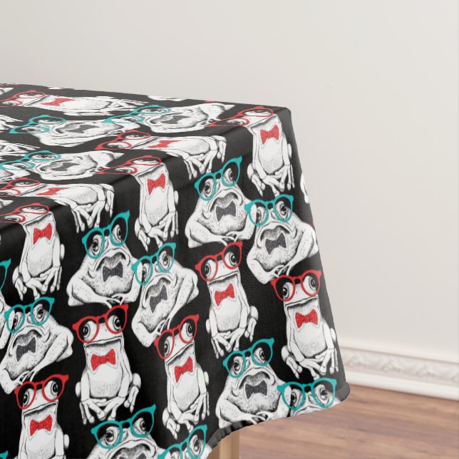 Frog Glasses Pattern Tablecloth (In Situ)