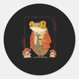 Frog Goblincore Academia Aesthetic Mushroom Classic Round Sticker