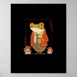 Frog Goblincore Academia Aesthetic Mushroom Poster