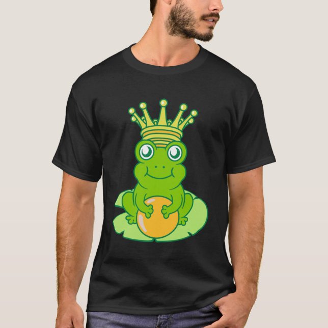 Frog Golden Toad King Fairy Tale Crown Ball Prince T-Shirt (Front)