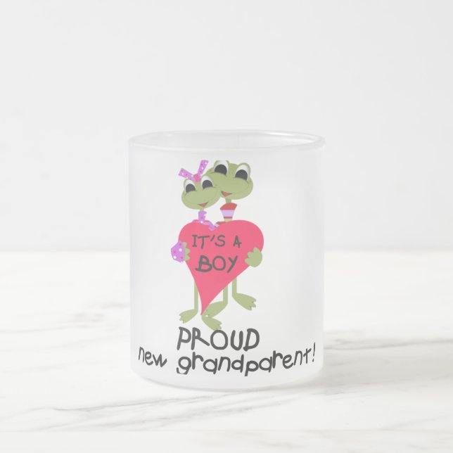 Frog Grandparent of Boy Tshirts and Gifts Frosted Glass Coffee Mug (Center)