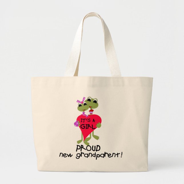 Frog Grandparent of Girl Tshirts and Gifts Large Tote Bag (Front)
