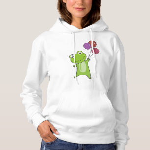 Frog Green Balloons Funny Animals Kids Hoodie