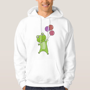 Frog Green Balloons Funny Animals Kids Hoodie