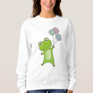 Frog Green Balloons Funny Animals Kids Sweatshirt