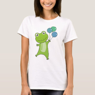 Frog Green Balloons Funny Animals Kids T-Shirt