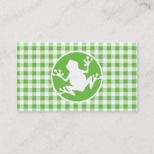 Frog; Green Gingham Business Card