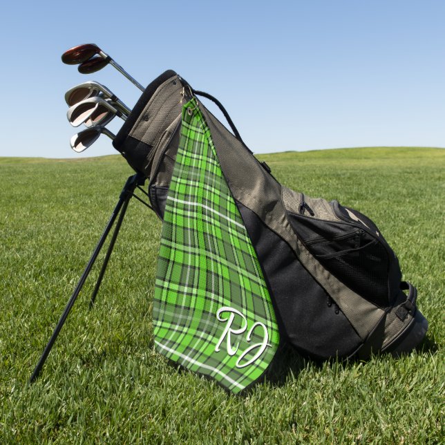 Frog Green Plaid - Many Shades of Green Golf Towel (Green)