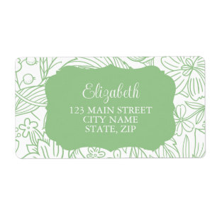 Frog Green White Flora Girl Return Address 