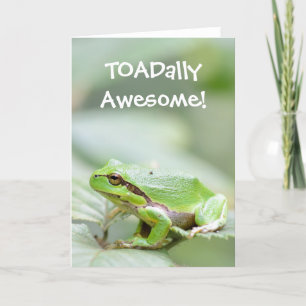 Frog greeting card with the text TOADally Awesome