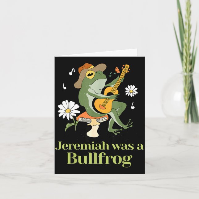 Frog Guitar-jeremiah Was Bullfrog Funny Saying  Card (Front)