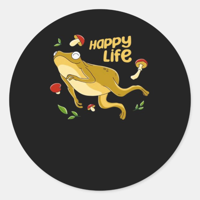 Frog Happy  Essential Classic Round Sticker (Front)