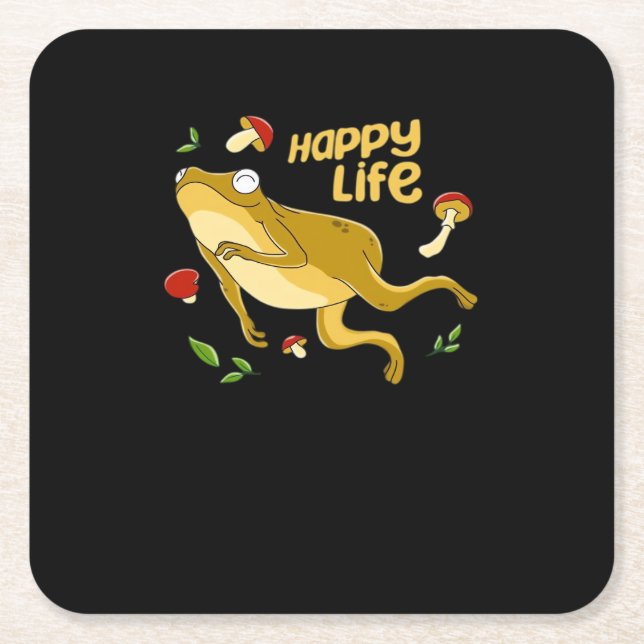 Frog Happy  Essential Square Paper Coaster (Front)
