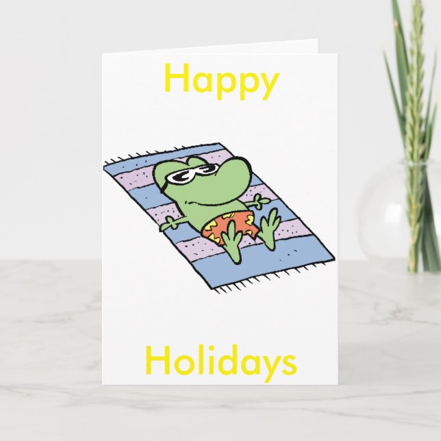 Frog Happy Holidays Cartoon Card (Front)