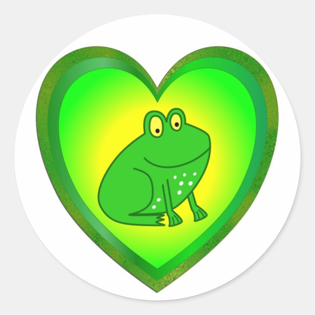 Frog Heart Classic Round Sticker (Front)