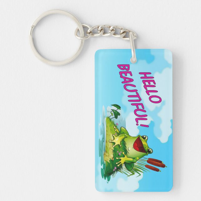 Frog, Hello Beautiful Key Ring (Front)