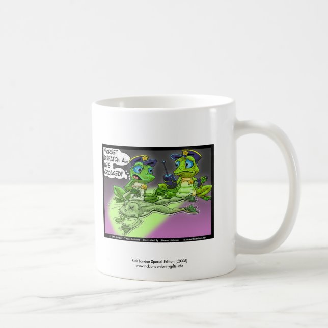Frog Homicide Police Cartoon On Coffee Mug (Right)