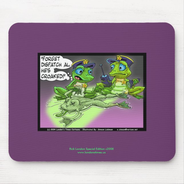 Frog Homocide Police Cartoon On Quality Mousepad (Front)