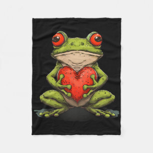 Frog Hugging Valentine Heart Valentines Day Toad L Fleece Blanket