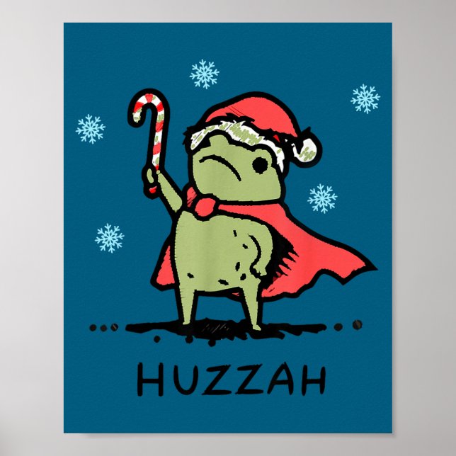 Frog Huzzah Frog Knight Funny Sword Meme Quote Chr Poster (Front)