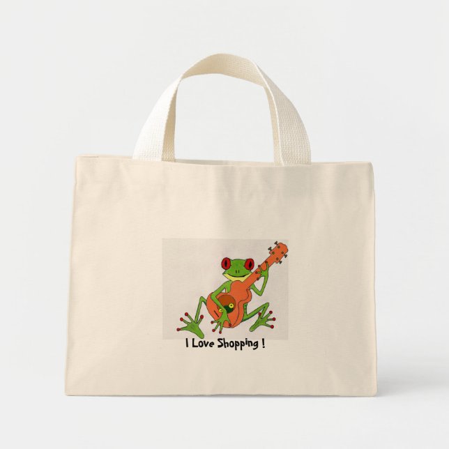 frog, I Love Shopping ! Mini Tote Bag (Front)