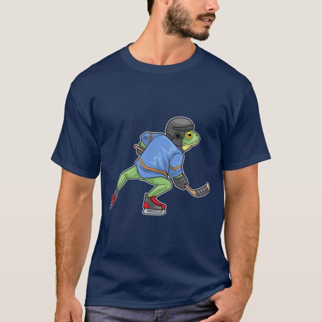 Frog Ice hockey Ice hockey stick Sports T-Shirt (Front)