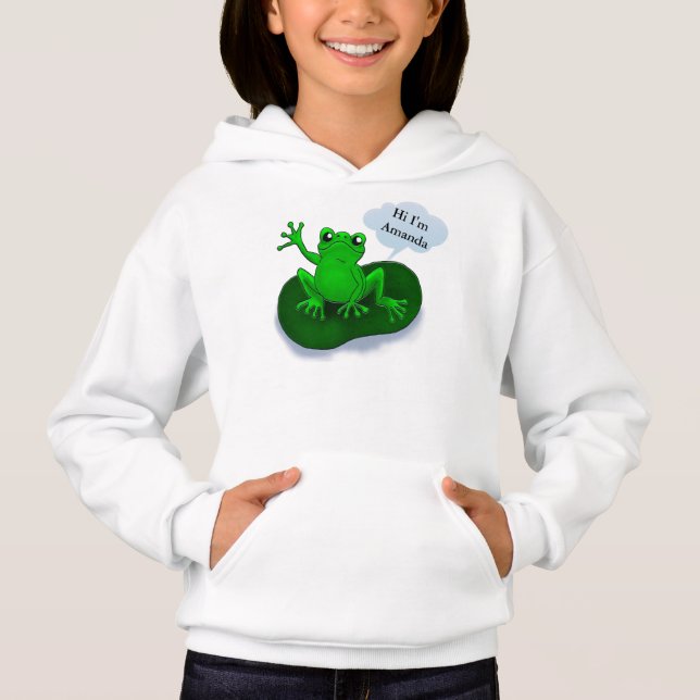 Frog illustration cartoon on a leaf (Front)