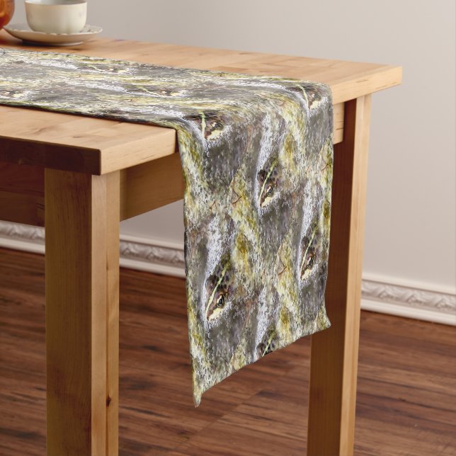 Frog Immersed In Water Bubbles and Frogspawn Short Table Runner (In Situ)