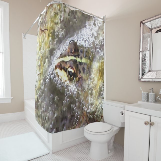 Frog Immersed In Water Bubbles and Frogspawn Shower Curtain (In Situ)