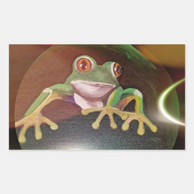 Frog in a Bubble Rectangular Sticker (Front)
