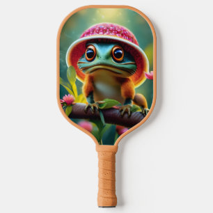 frog in a hat and mouse in a hat pickleball paddle