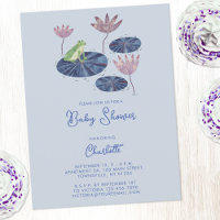 Frog in a Lily Pond Cute Baby Shower Invitation