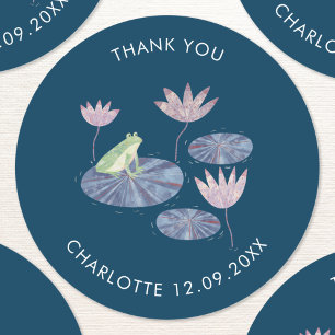 Frog in a Lily Pond Cute Thank You Classic Round Sticker
