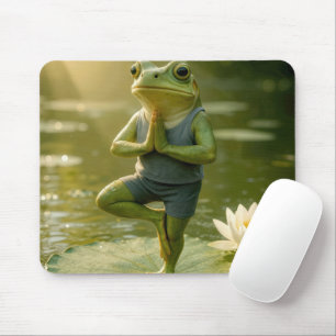Frog In a Yoga Tree Pose Mouse Mat
