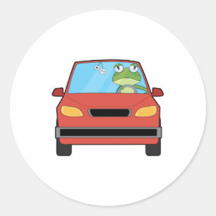 Frog in Car Classic Round Sticker