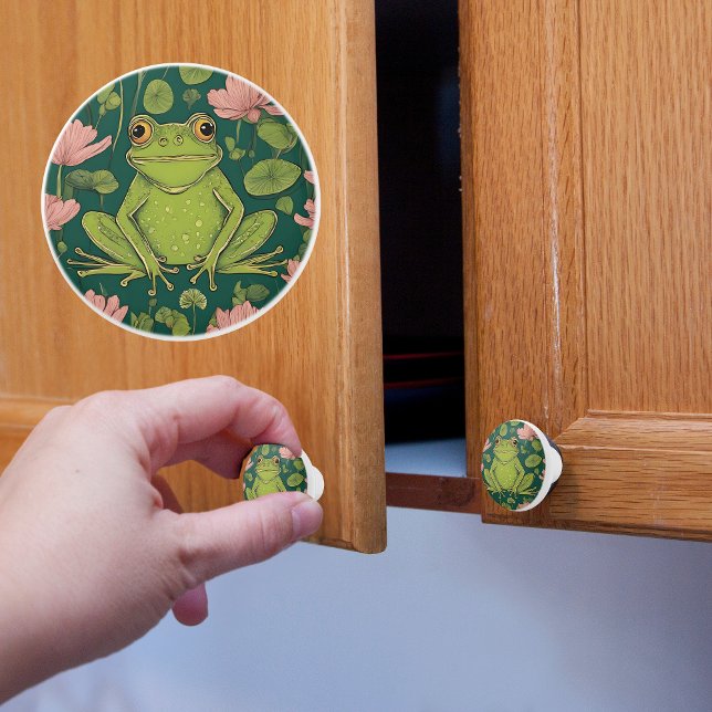 Frog in Flowers Ceramic Knob (Creator Uploaded)
