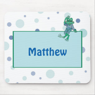 Frog in Jeans, Birthday, Polka Dots Mouse Mat