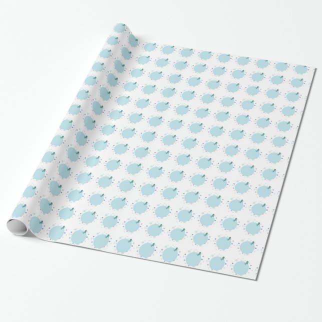 Frog in Jeans, Birthday, Polka Dots Wrapping Paper (Unrolled)