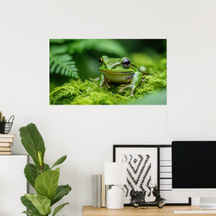 frog in new forest mossy undergrowth poster