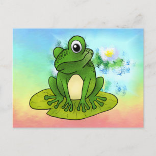 Frog in pond postcard