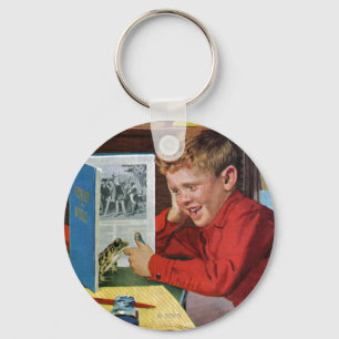 Frog in the Library Key Ring