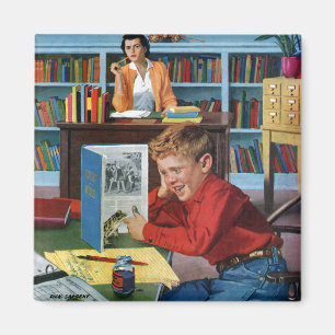 Frog in the Library Magnet