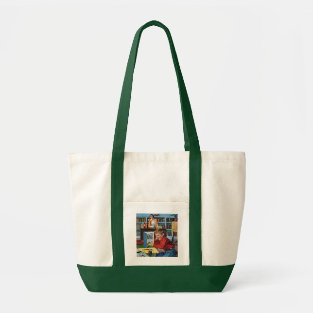 Frog in the Library Tote Bag (Front)