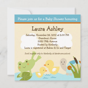 Frog in the Pond/Turtle Baby Shower Invitation