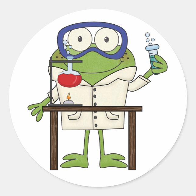 Frog in the Science Lab Classic Round Sticker (Front)