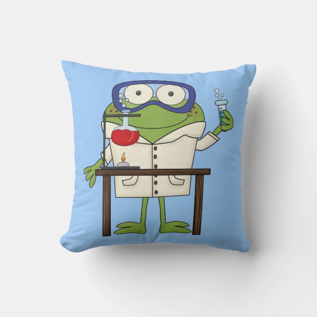 Frog in the Science Lab Cushion (Front)