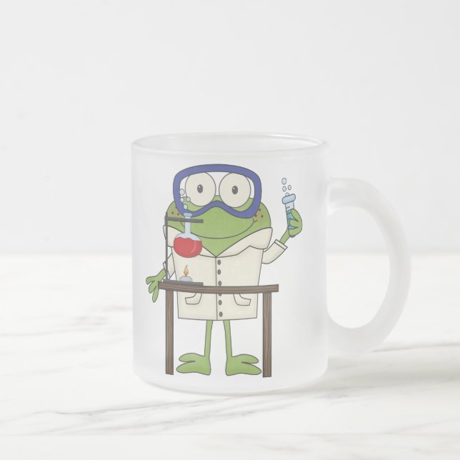Frog in the Science Lab Frosted Glass Coffee Mug (Right)