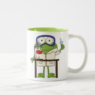 Frog in the Science Lab Two-Tone Coffee Mug