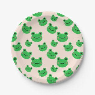 Frog kids party tableware Cute Green Toad Froggy P Paper Plate